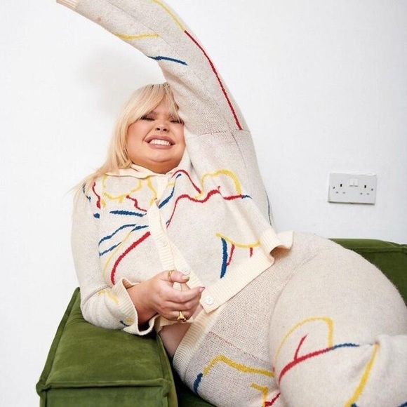 ASOS Labelrail x Francesca Perks illustrated knit pant in oat